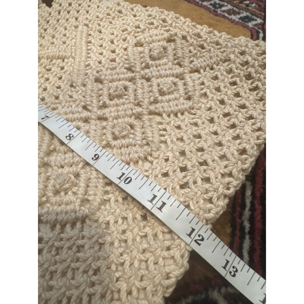 Handmade Crochet Macrame Tote Bag in Cream. OS - Picture 6 of 7